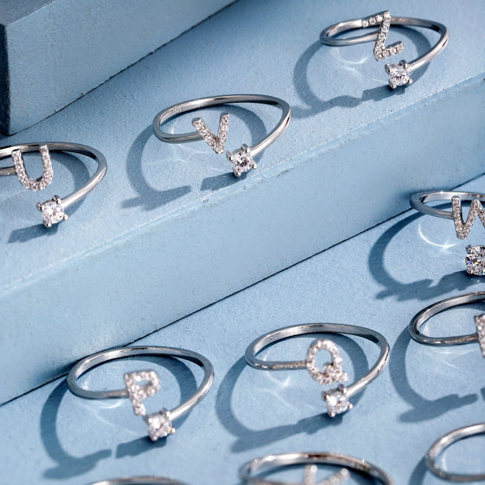 Sterling Silver Initial Ring - Open Jewellery