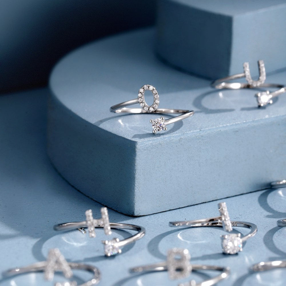 Sterling Silver Initial Ring - Open Jewellery