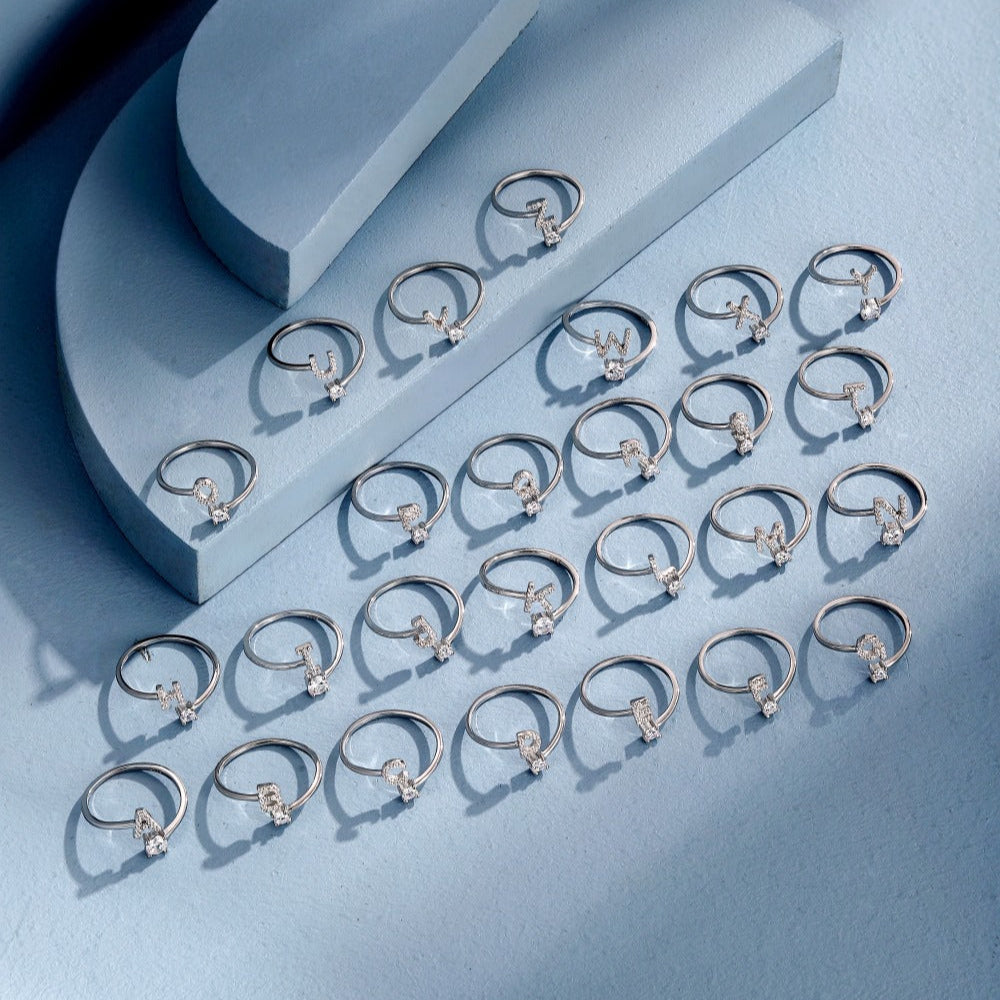 Sterling Silver Initial Ring - Open Jewellery