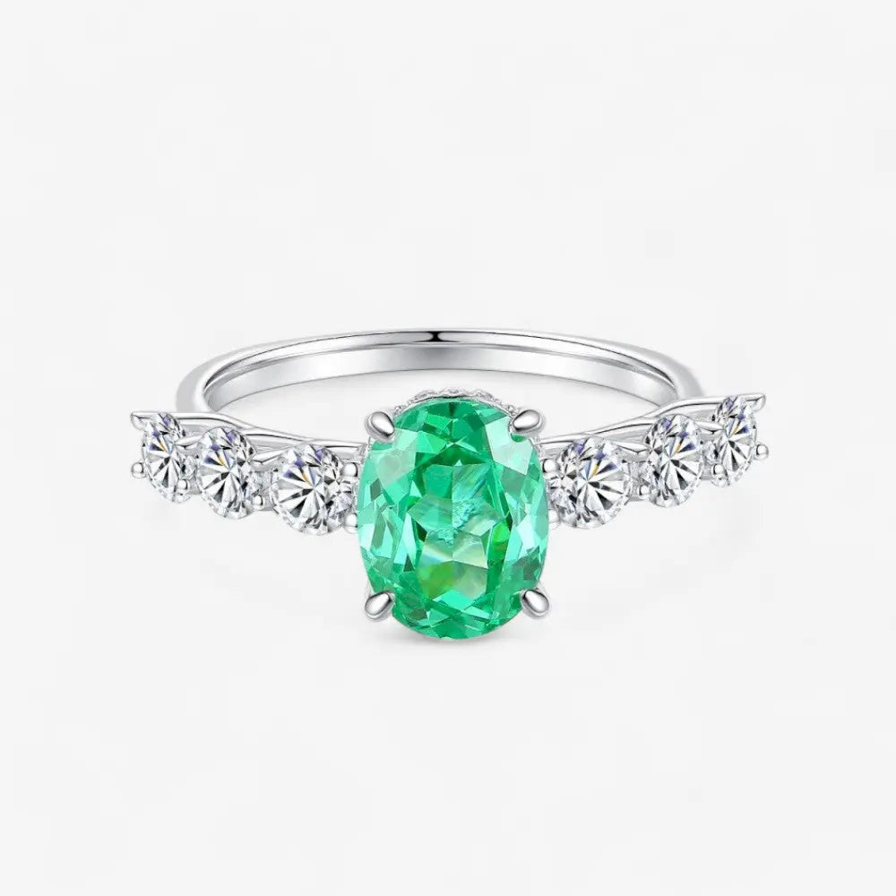 Sterling Silver Emerald Cascade Band Ring - Dolce Vincita