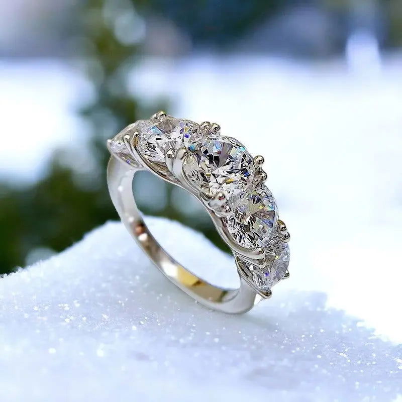 Sterling Silver Five Stone Radiance Ring - Dolce Vincita