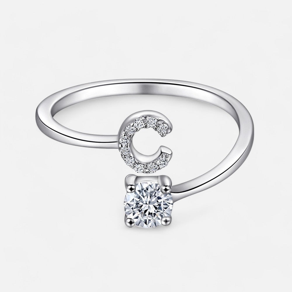Sterling Silver Initial Ring - Open Jewellery