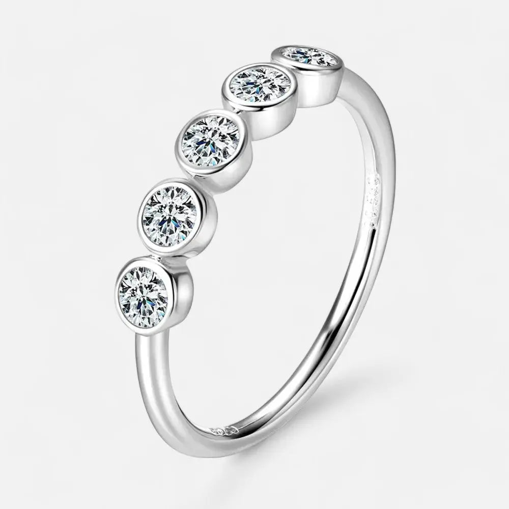 Sterling Silver Bezel Five-Stone Ring - Dolce Vincita