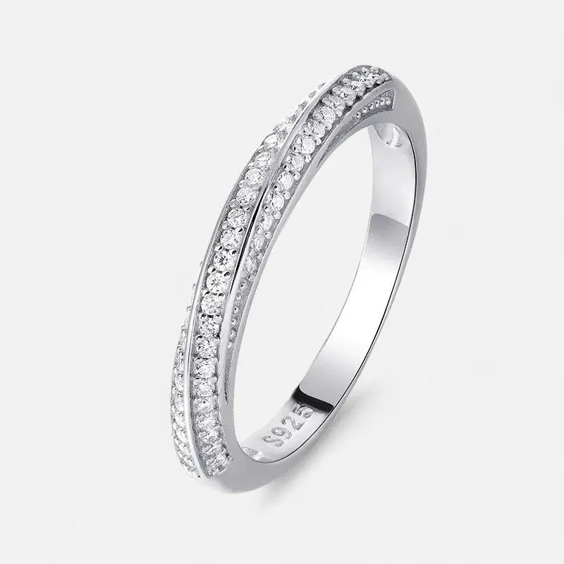Sterling Silver Double Row Pavé Ring - Open Jewellery