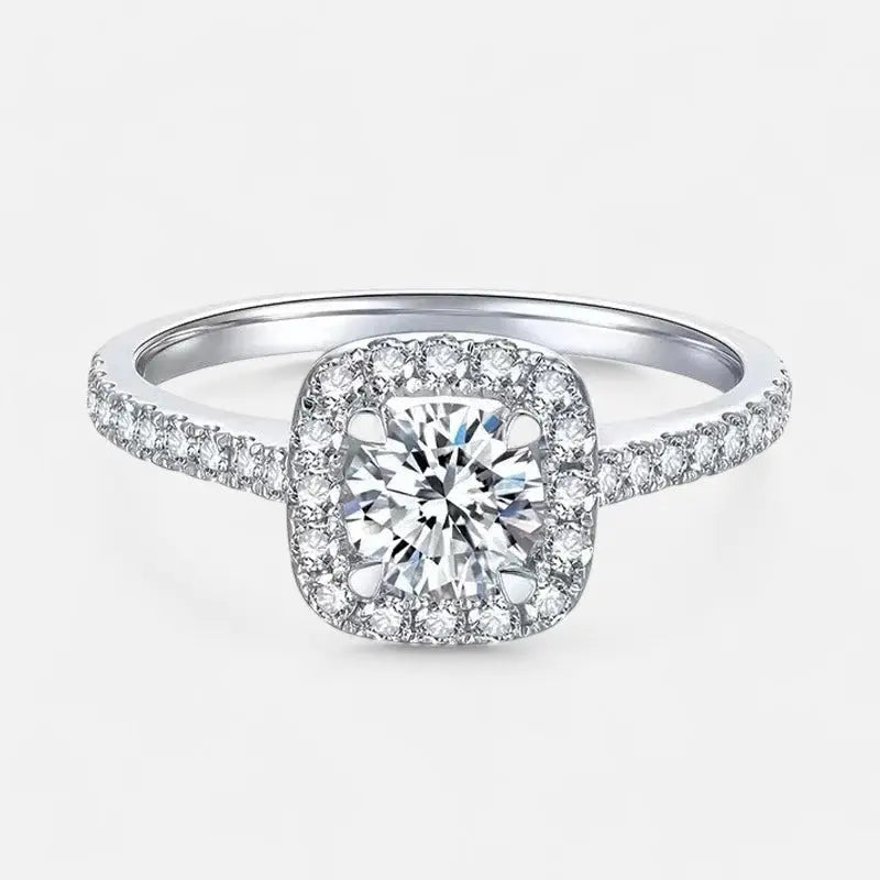 Sterling Silver Halo Cushion Ring - Dolce Vincita