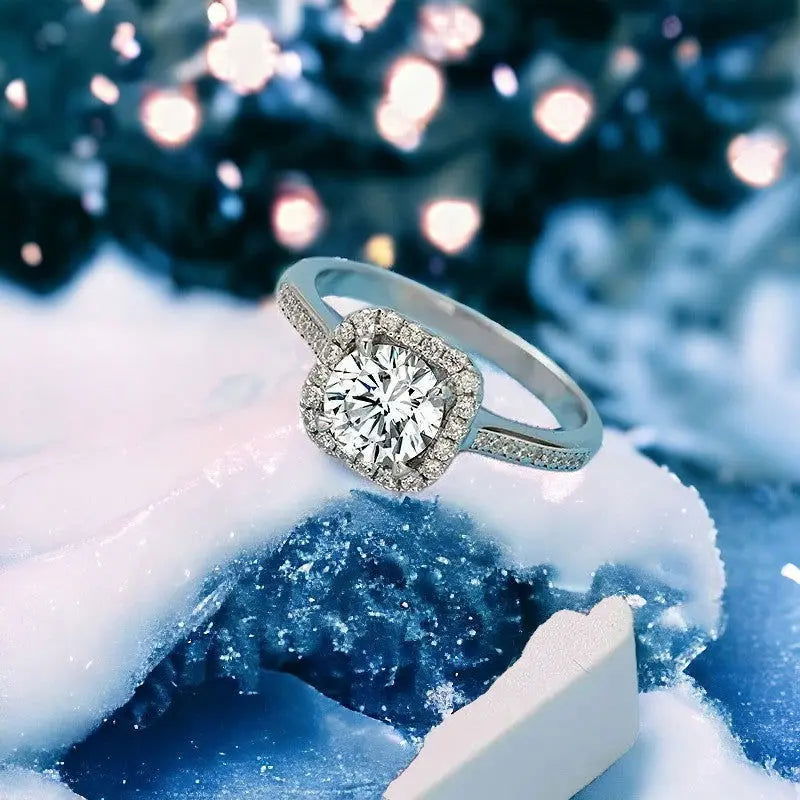 Sterling Silver Halo Cushion Ring - Dolce Vincita