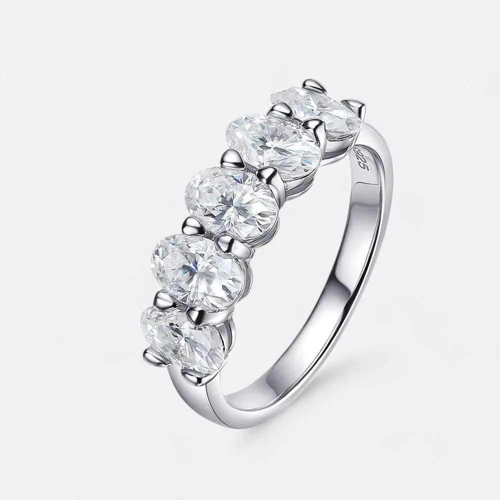 Sterling Silver Oval Sparkle Band - Dolce Vincita